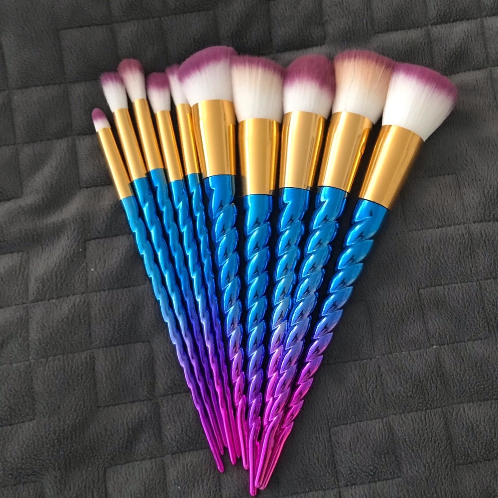 10 set unicorn make up brushes